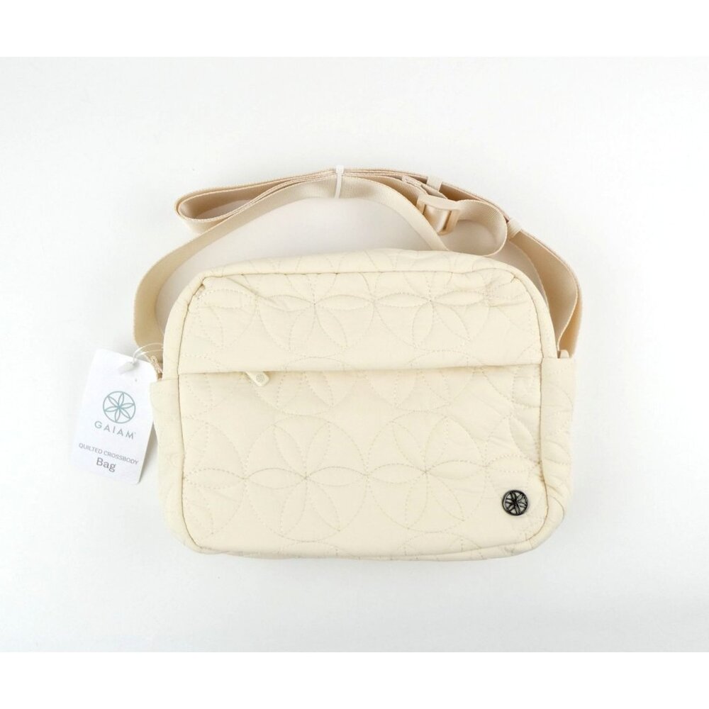Gaiam Cream Quilted Crossbody‎ Bag NWT